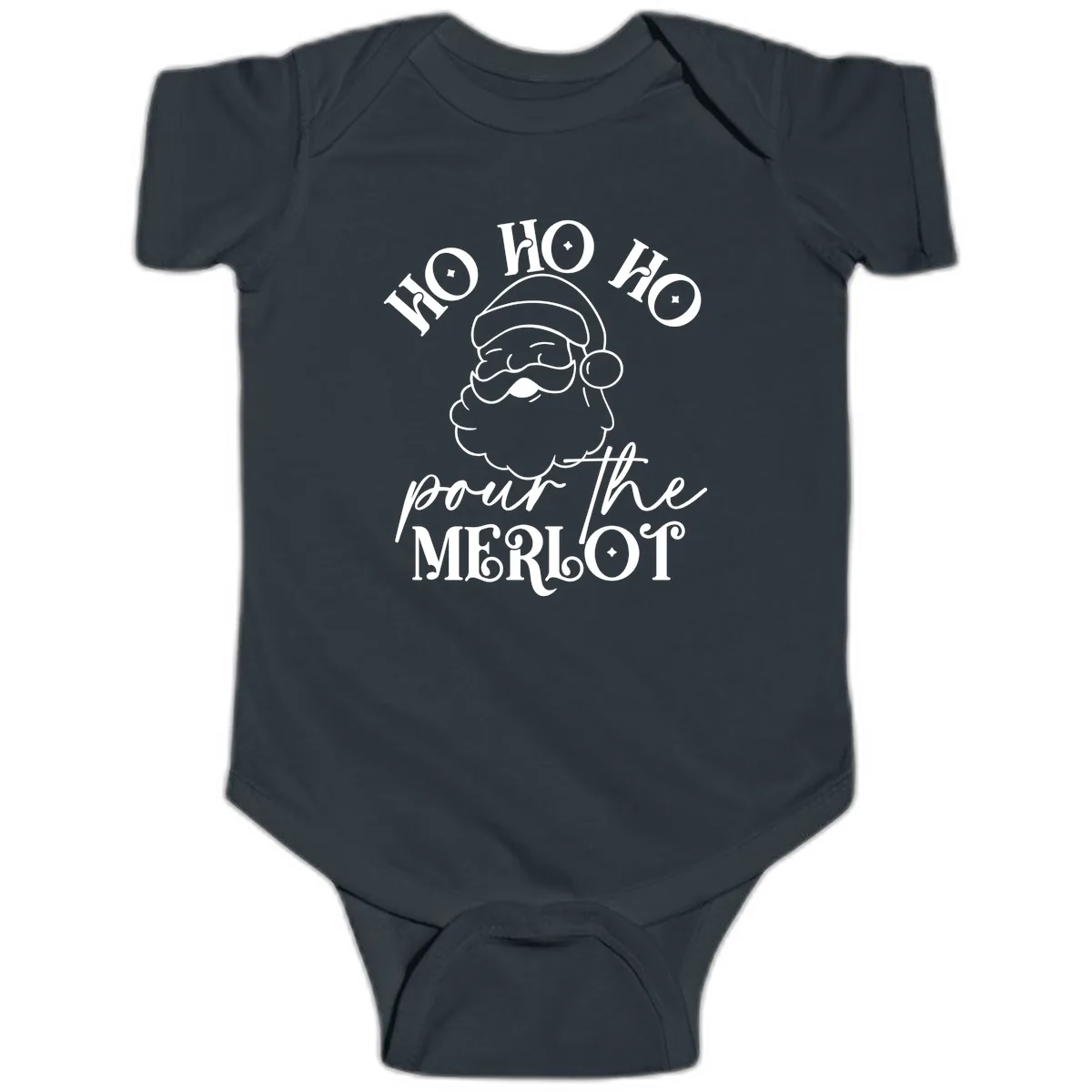 Ho Ho Ho Pour The Merlot Christmas Baby Onesie in Black