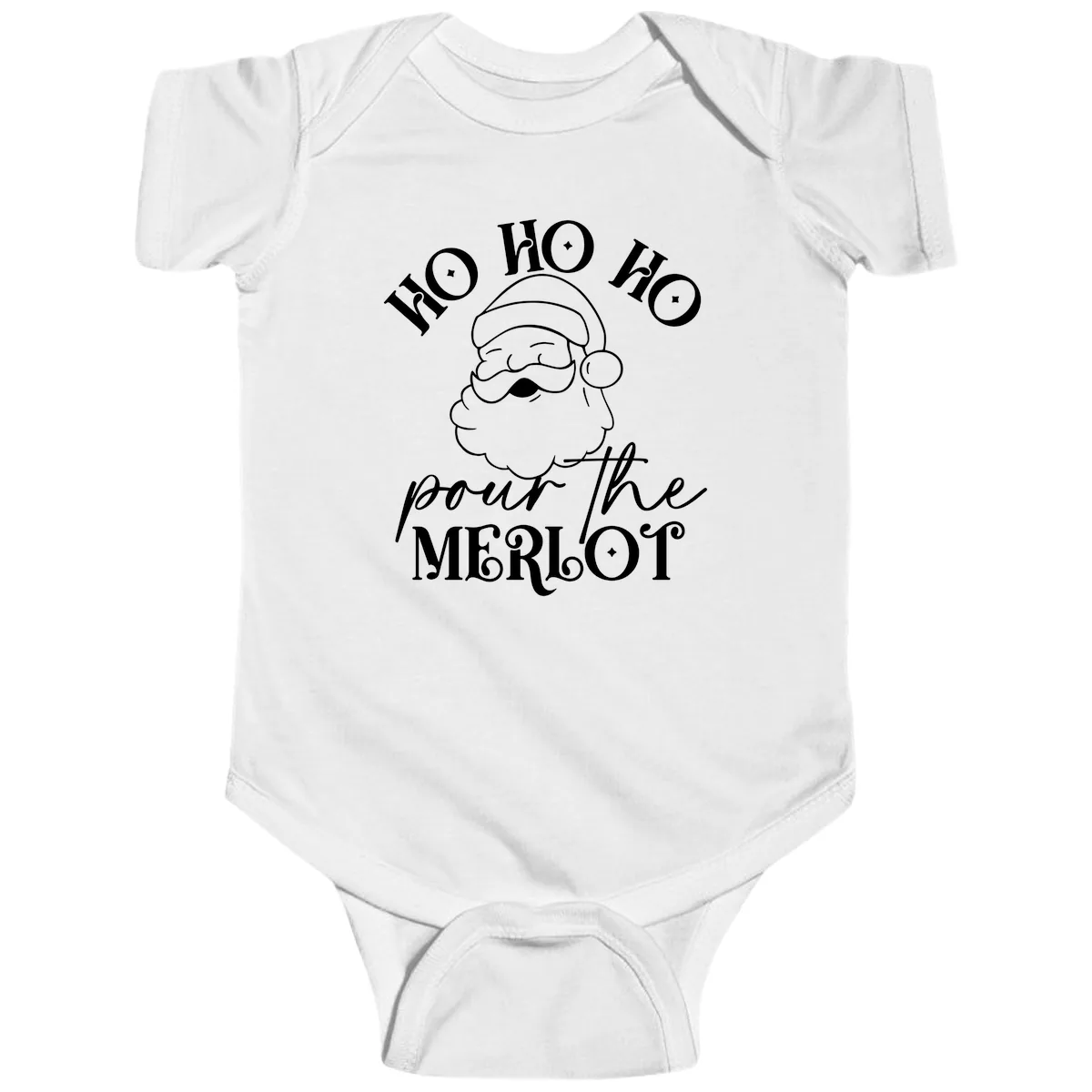 Ho Ho Ho Pour The Merlot Christmas Baby Onesie in White