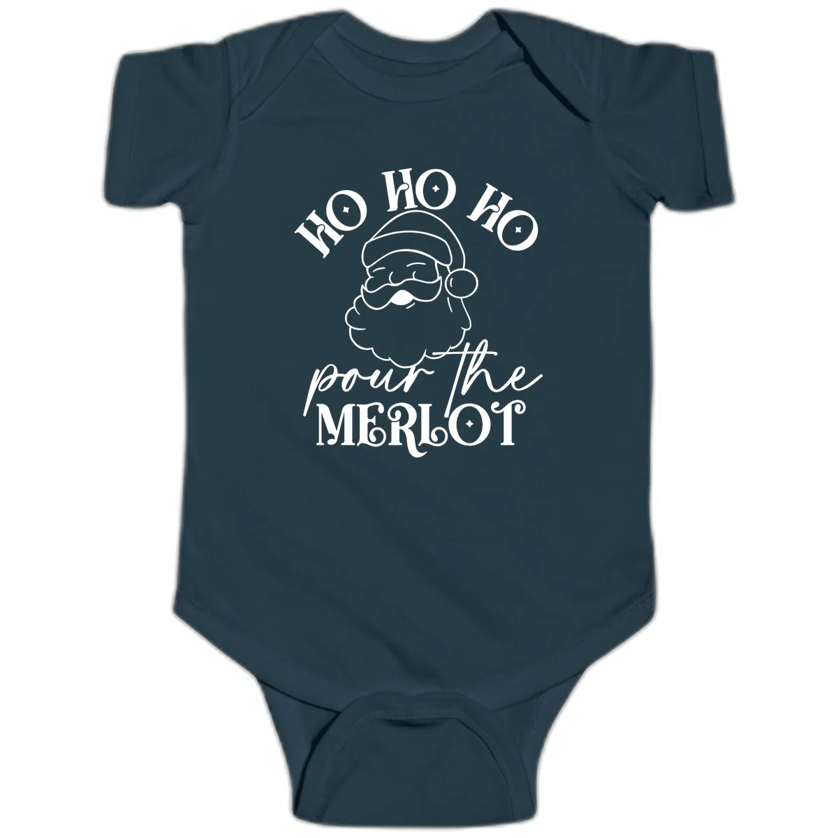 Ho Ho Ho Pour The Merlot Christmas Baby Onesie in Navy