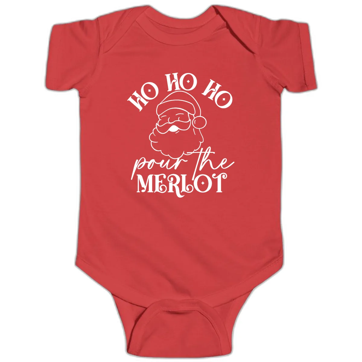 Ho Ho Ho Pour The Merlot Christmas Baby Onesie in Red