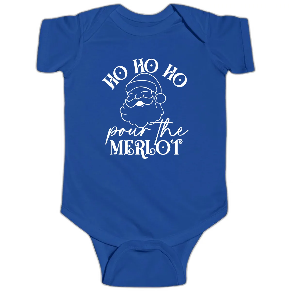 Ho Ho Ho Pour The Merlot Christmas Baby Onesie in Royal