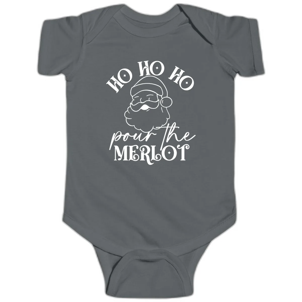 Ho Ho Ho Pour The Merlot Christmas Baby Onesie in Charcoal