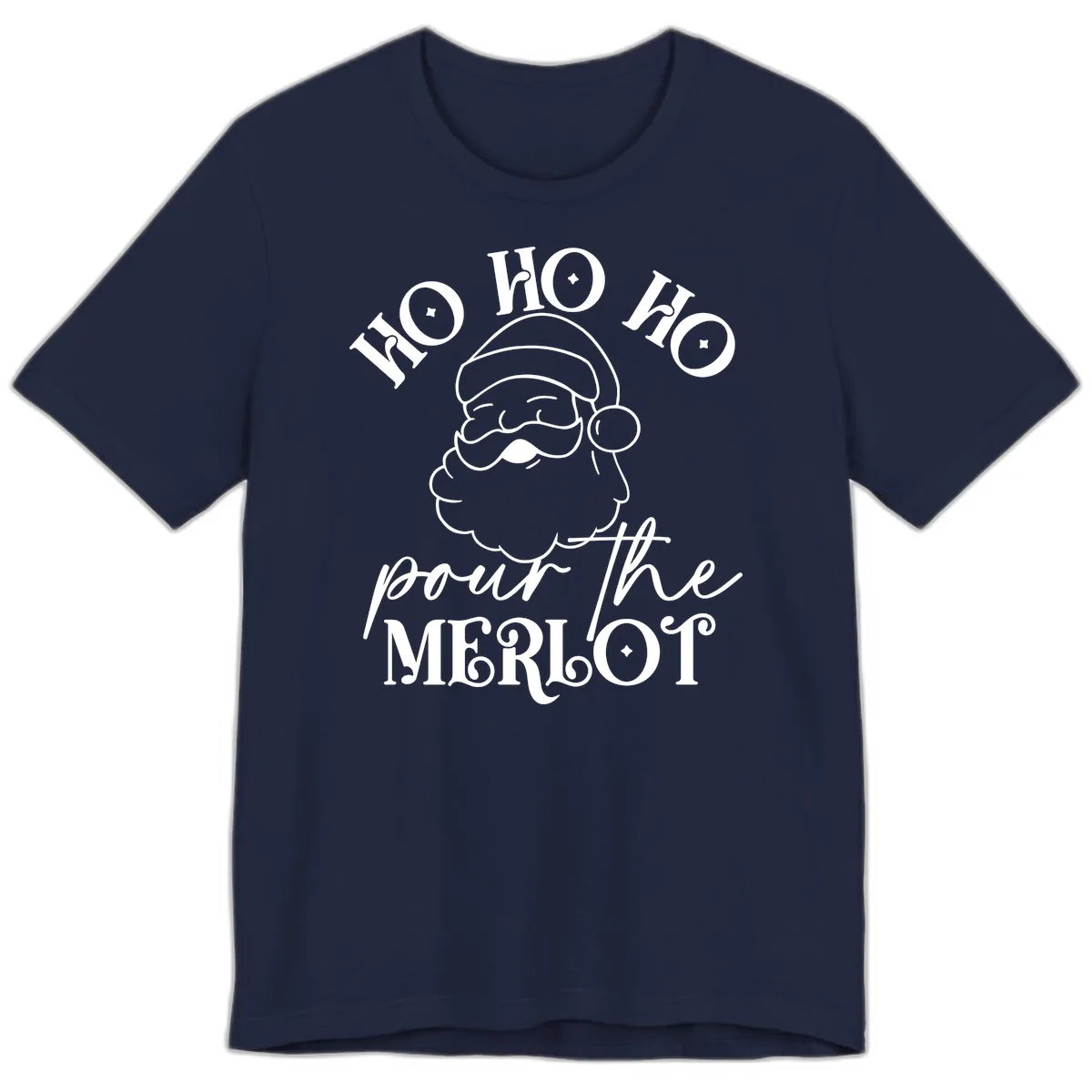 Ho Ho Ho Pour The Merlot Christmas Premium T-Shirt in Navy