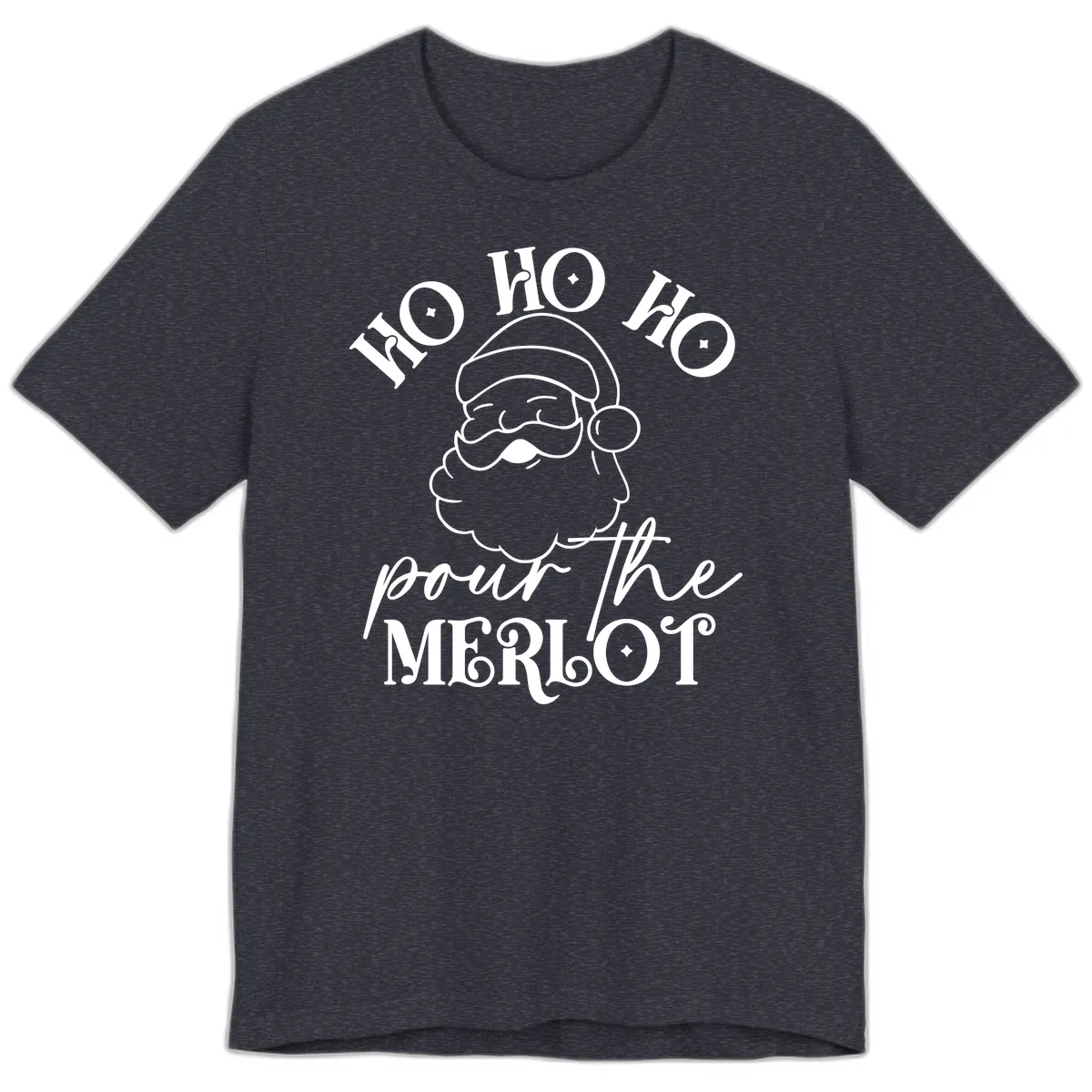 Ho Ho Ho Pour The Merlot Christmas Premium T-Shirt in Heather Navy