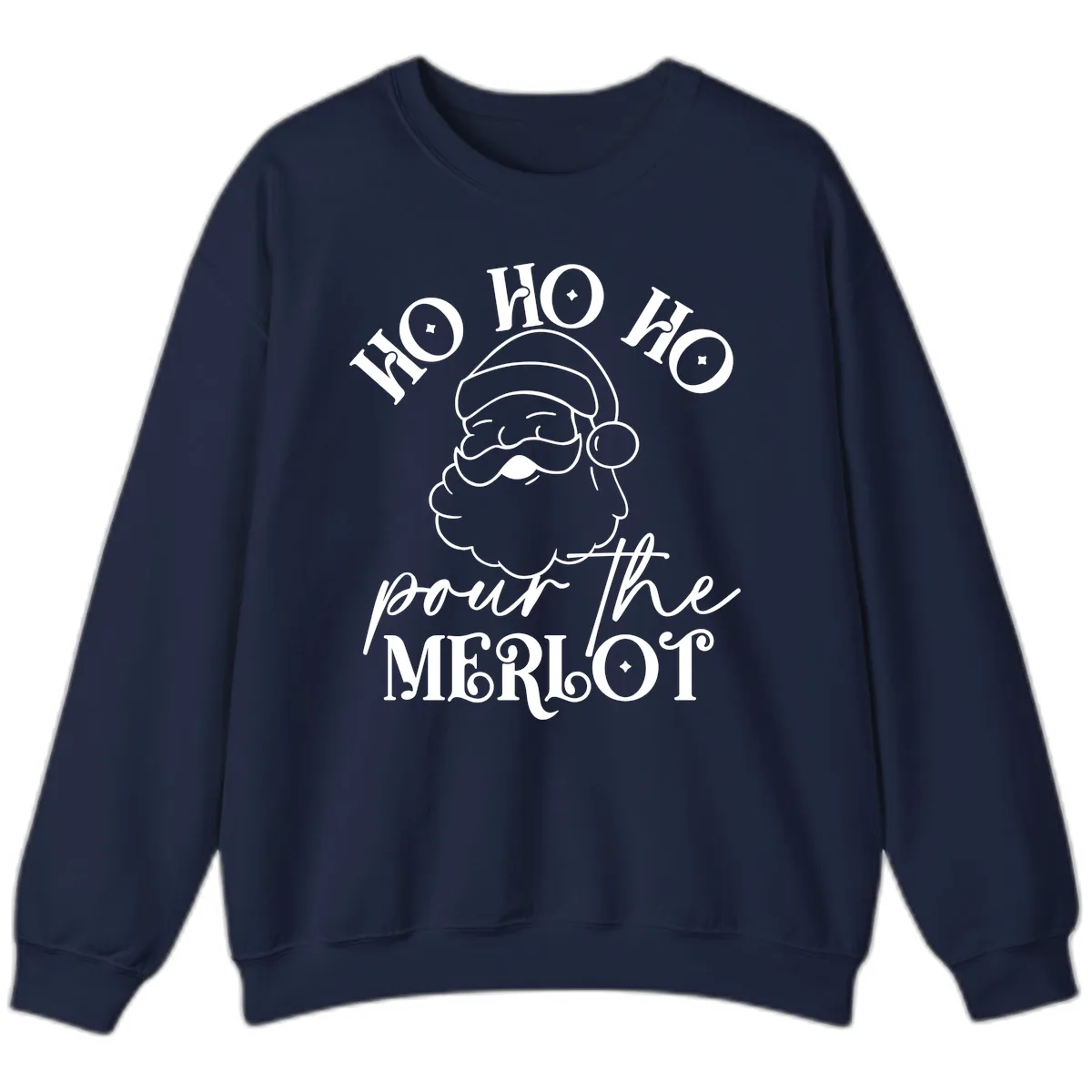 Ho Ho Ho Pour The Merlot Christmas Sweatshirt in Navy