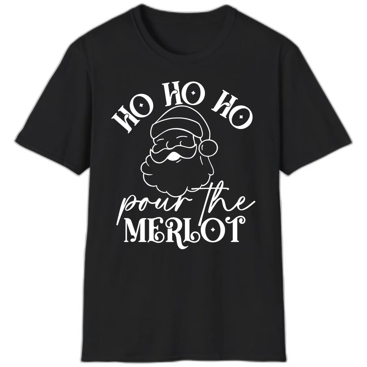 Ho Ho Ho Pour The Merlot Christmas T-Shirt in Black