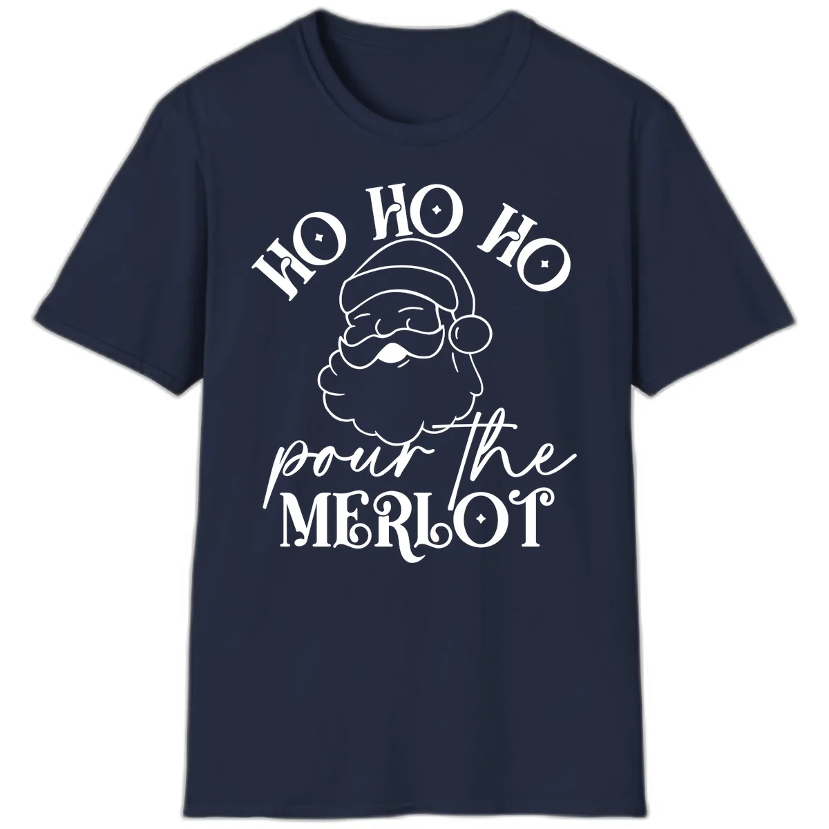 Ho Ho Ho Pour The Merlot Christmas T-Shirt in Navy