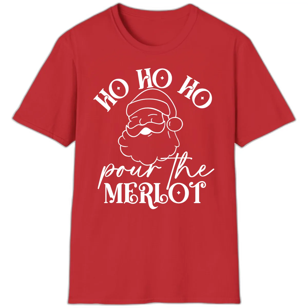 Ho Ho Ho Pour The Merlot Christmas T-Shirt in Red