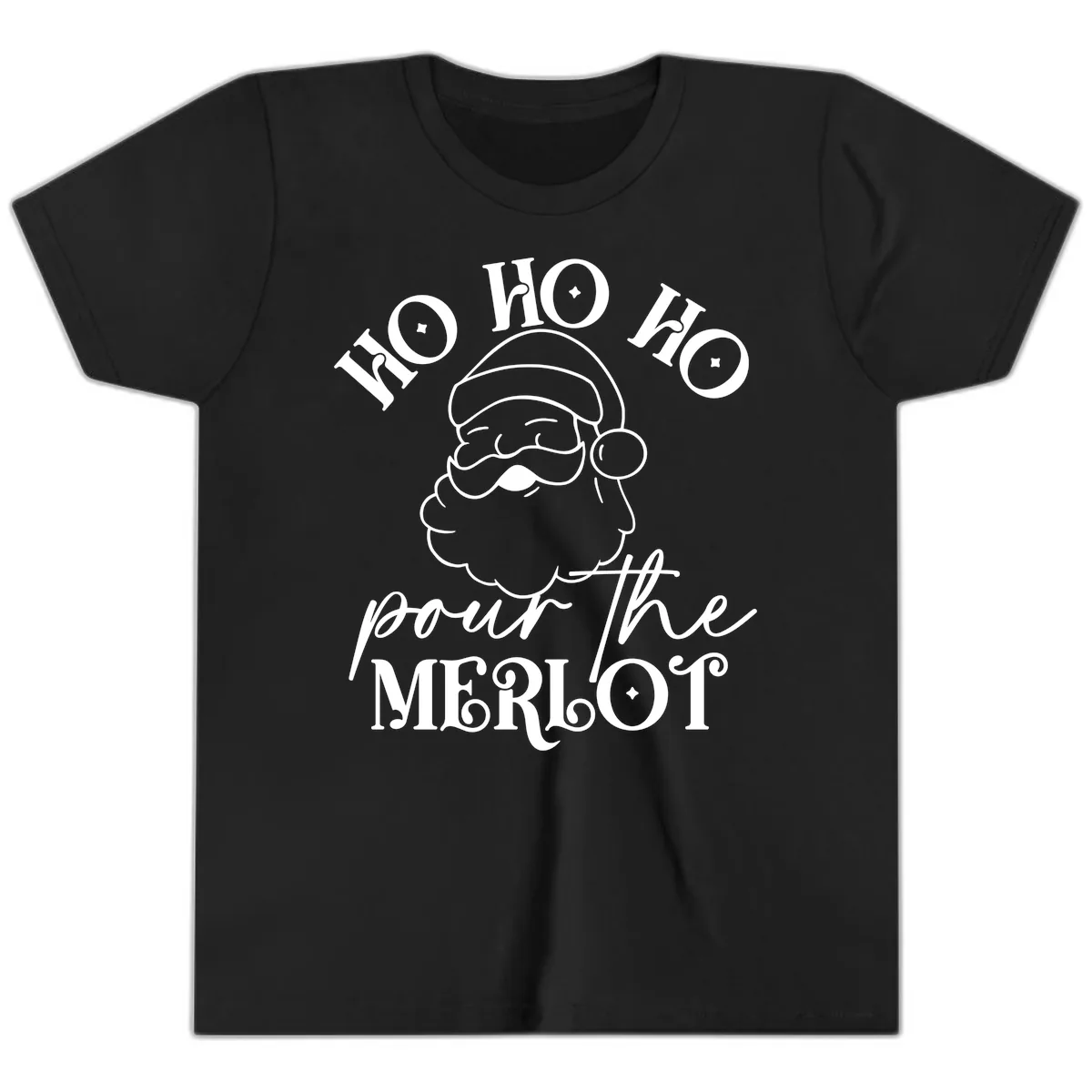 Ho Ho Ho Pour The Merlot Christmas Youth T-Shirt in Black