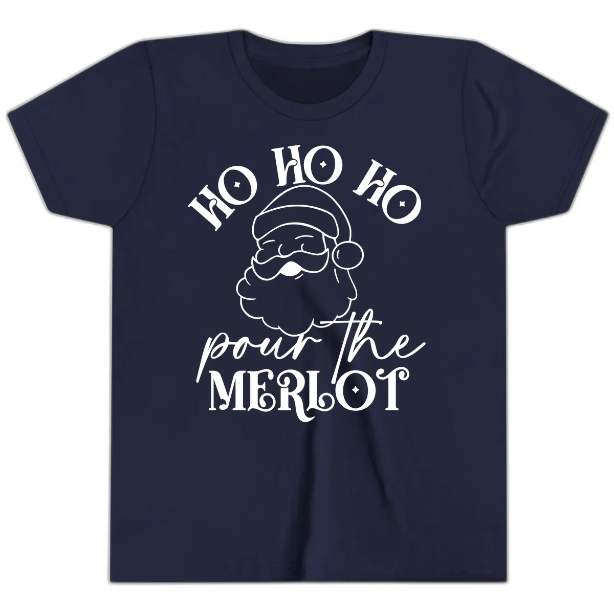 Ho Ho Ho Pour The Merlot Christmas Youth T-Shirt in Navy