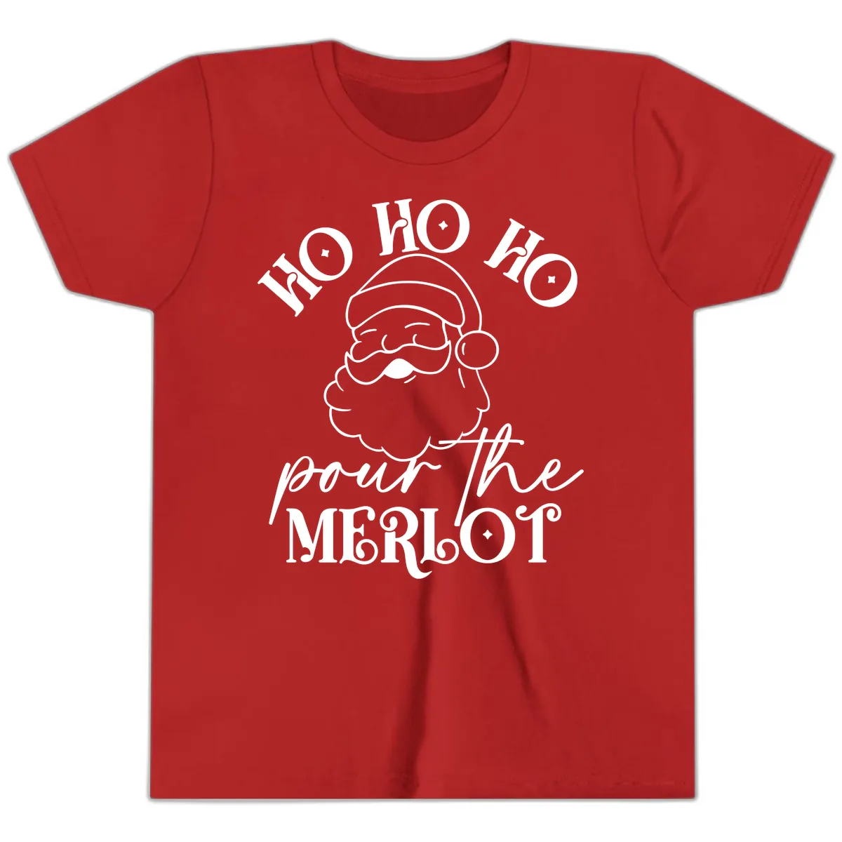 Ho Ho Ho Pour The Merlot Christmas Youth T-Shirt in Red