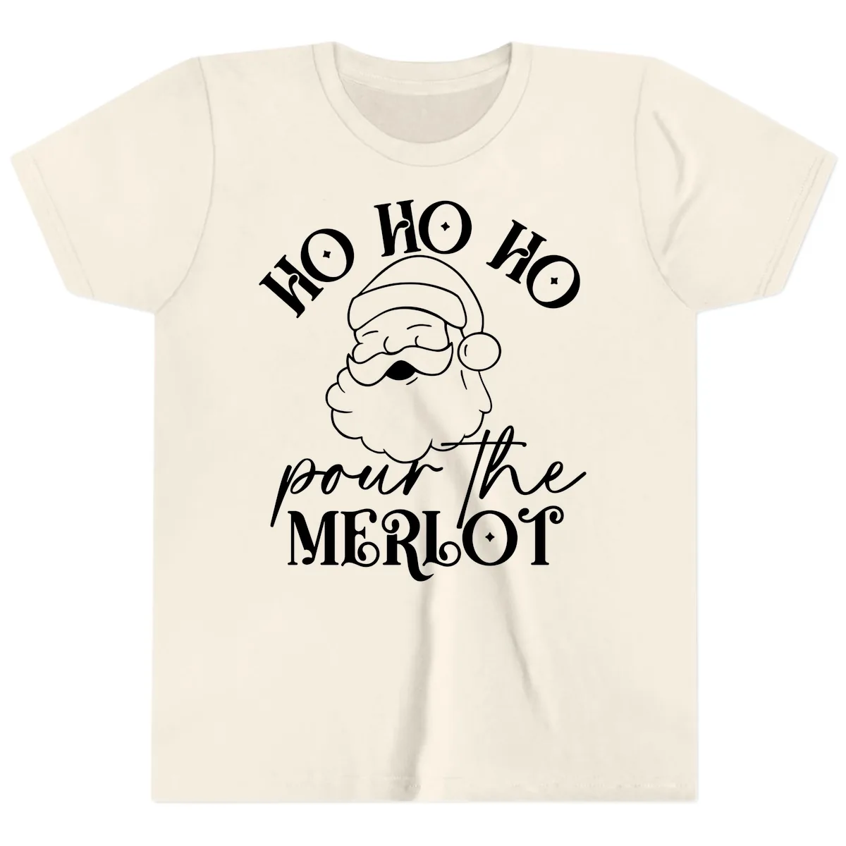 Ho Ho Ho Pour The Merlot Christmas Youth T-Shirt in Natural