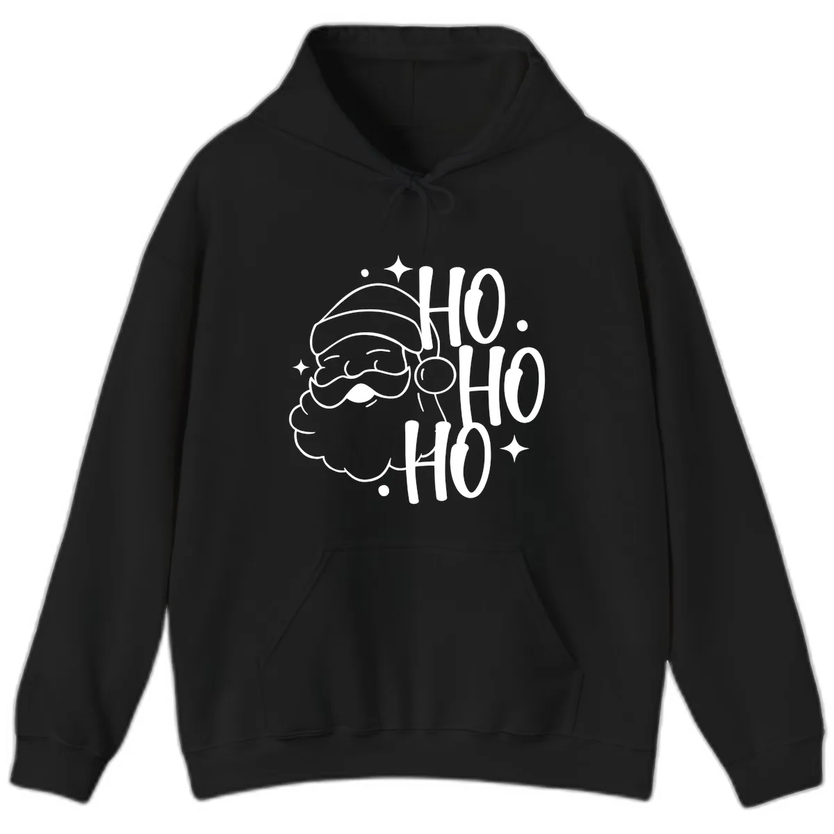 Santa Claus Ho Ho Ho Merry Christmas Hoodie in Black