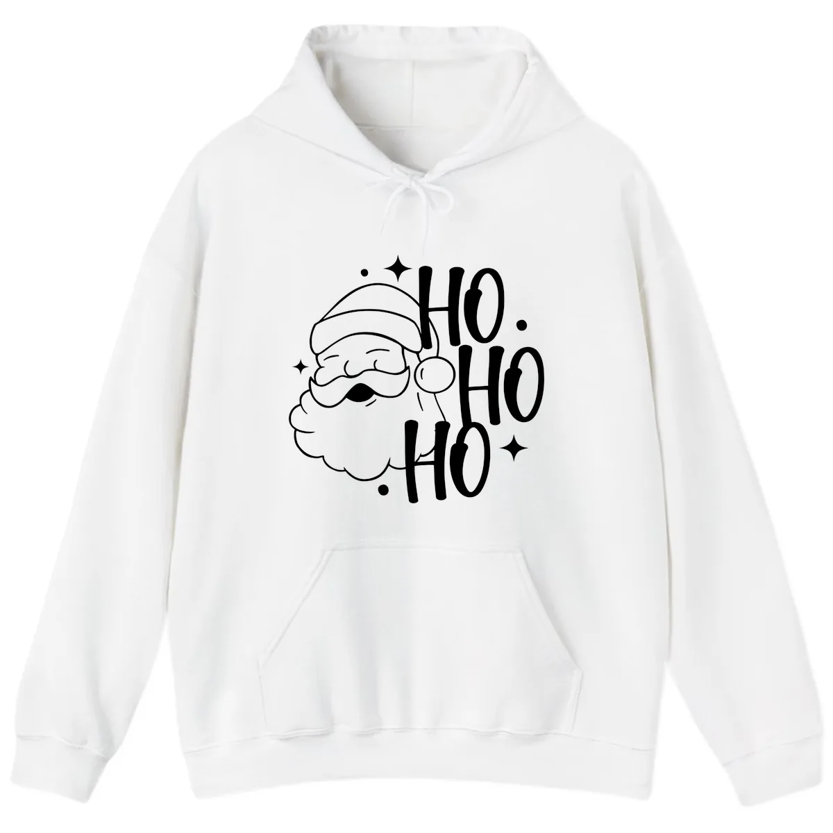 Santa Claus Ho Ho Ho Merry Christmas Hoodie in White