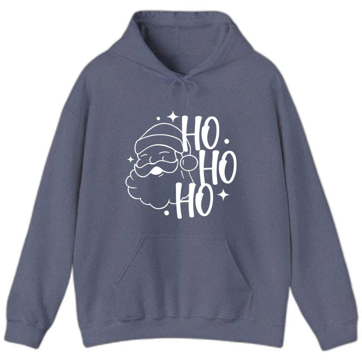 Santa Claus Ho Ho Ho Merry Christmas Hoodie in Heather Navy