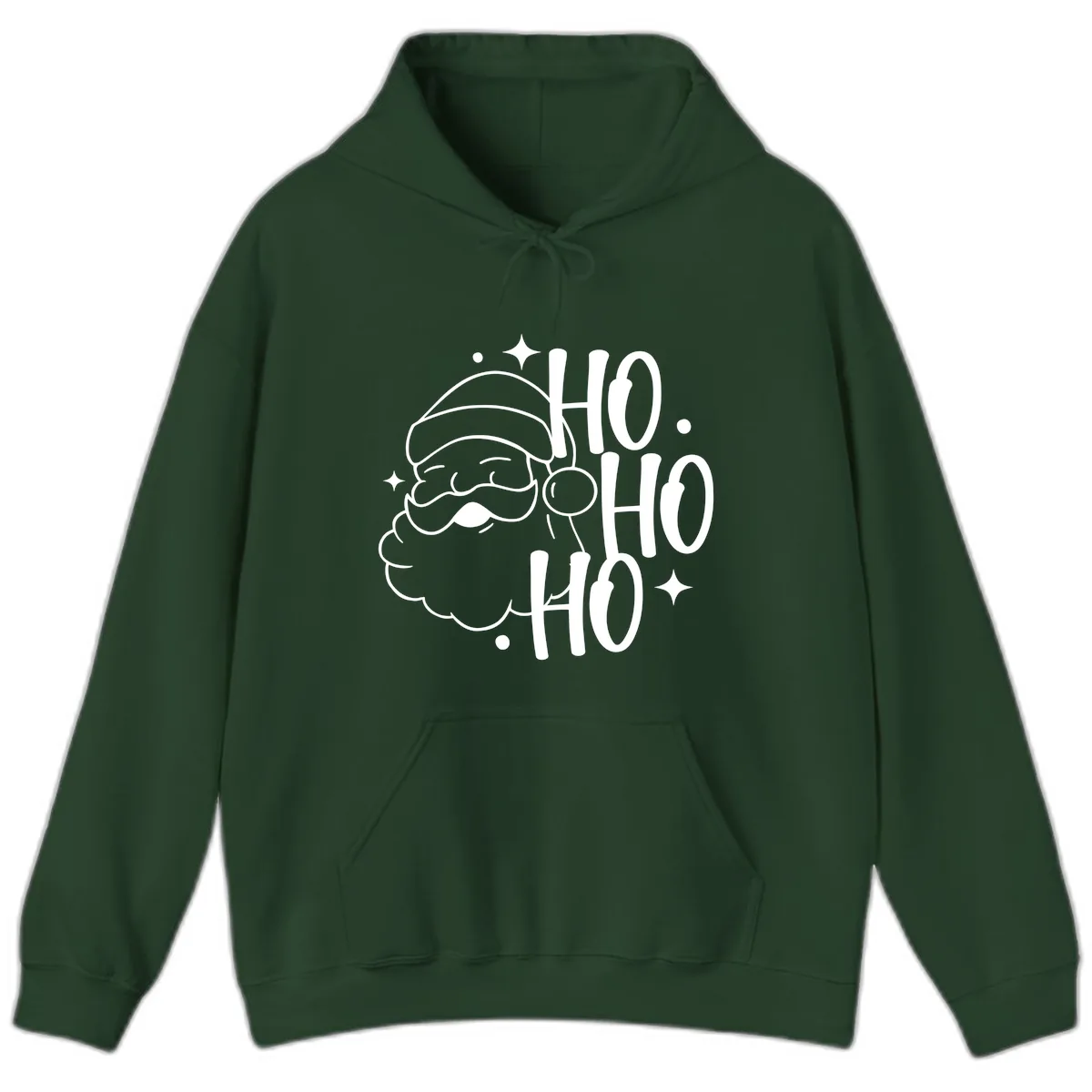 Santa Claus Ho Ho Ho Merry Christmas Hoodie in Forest Green