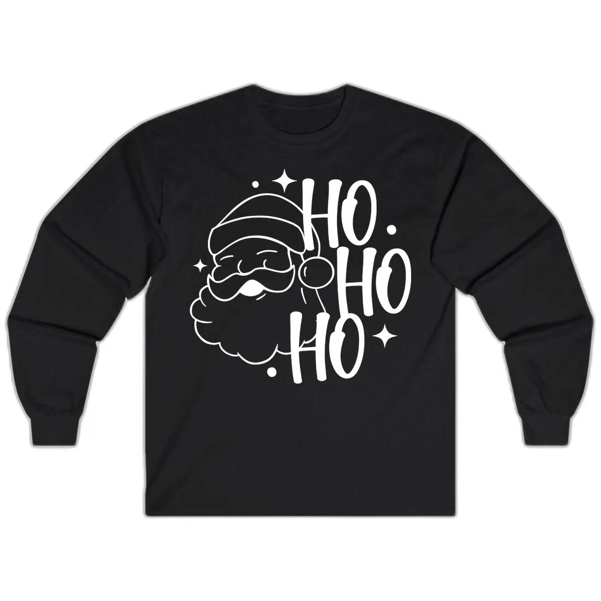 Santa Claus Ho Ho Ho Merry Christmas Long Sleeve in Black