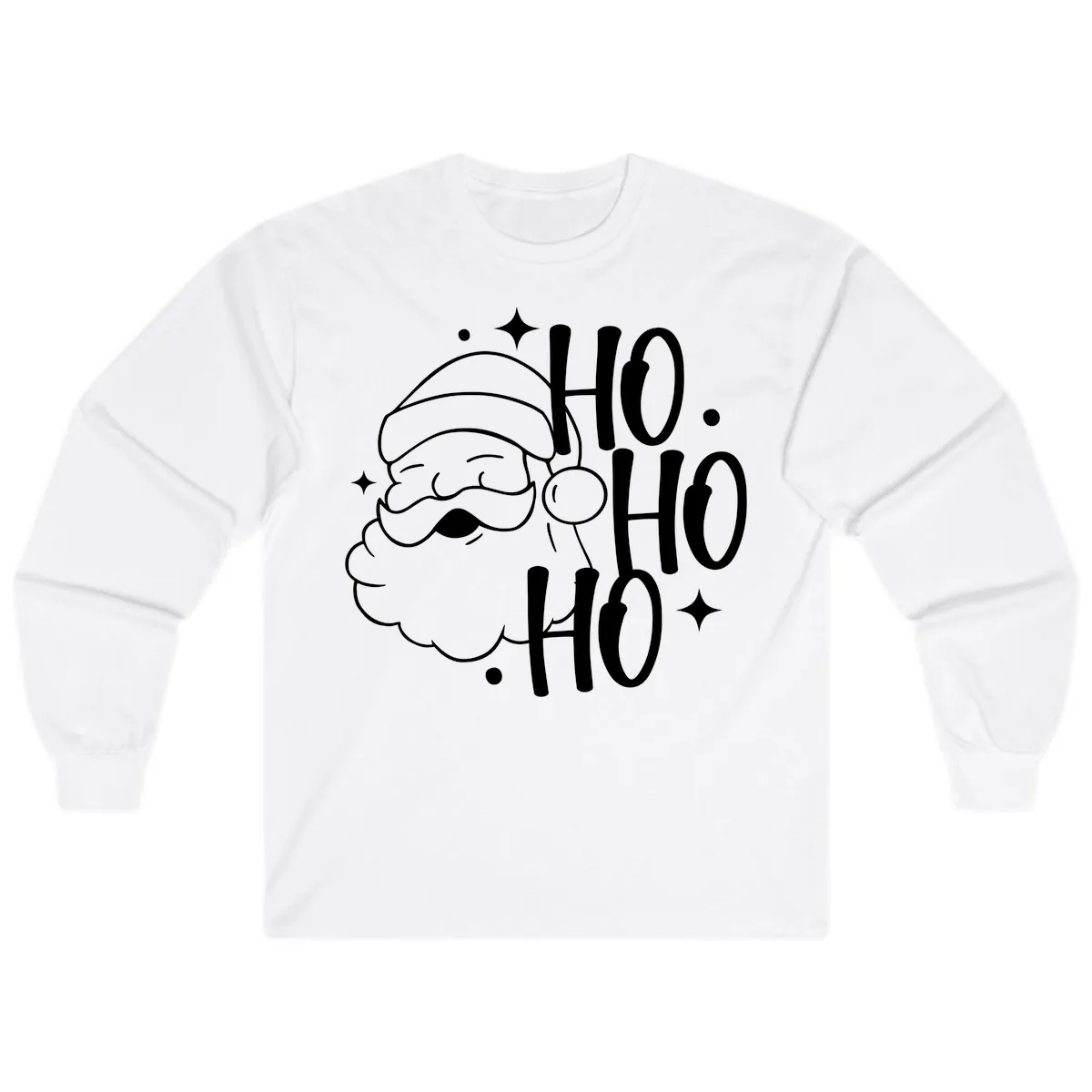 Santa Claus Ho Ho Ho Merry Christmas Long Sleeve in White