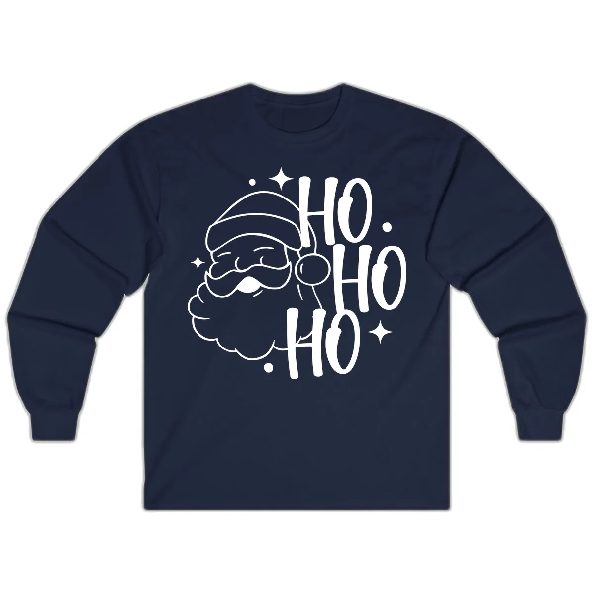 Santa Claus Ho Ho Ho Merry Christmas Long Sleeve in Navy