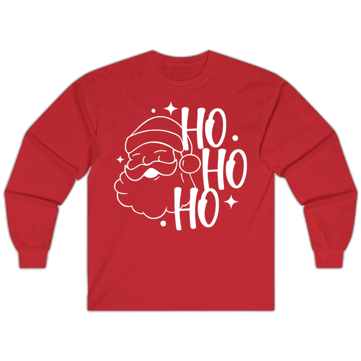 Santa Claus Ho Ho Ho Merry Christmas Long Sleeve in Red