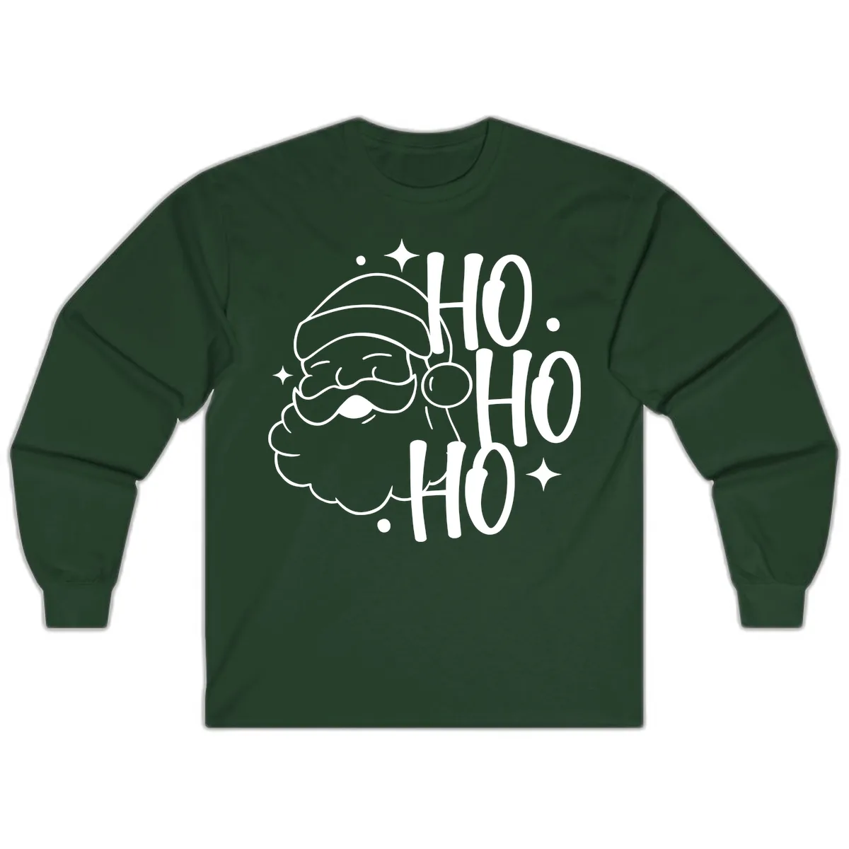 Santa Claus Ho Ho Ho Merry Christmas Long Sleeve in Forest Green