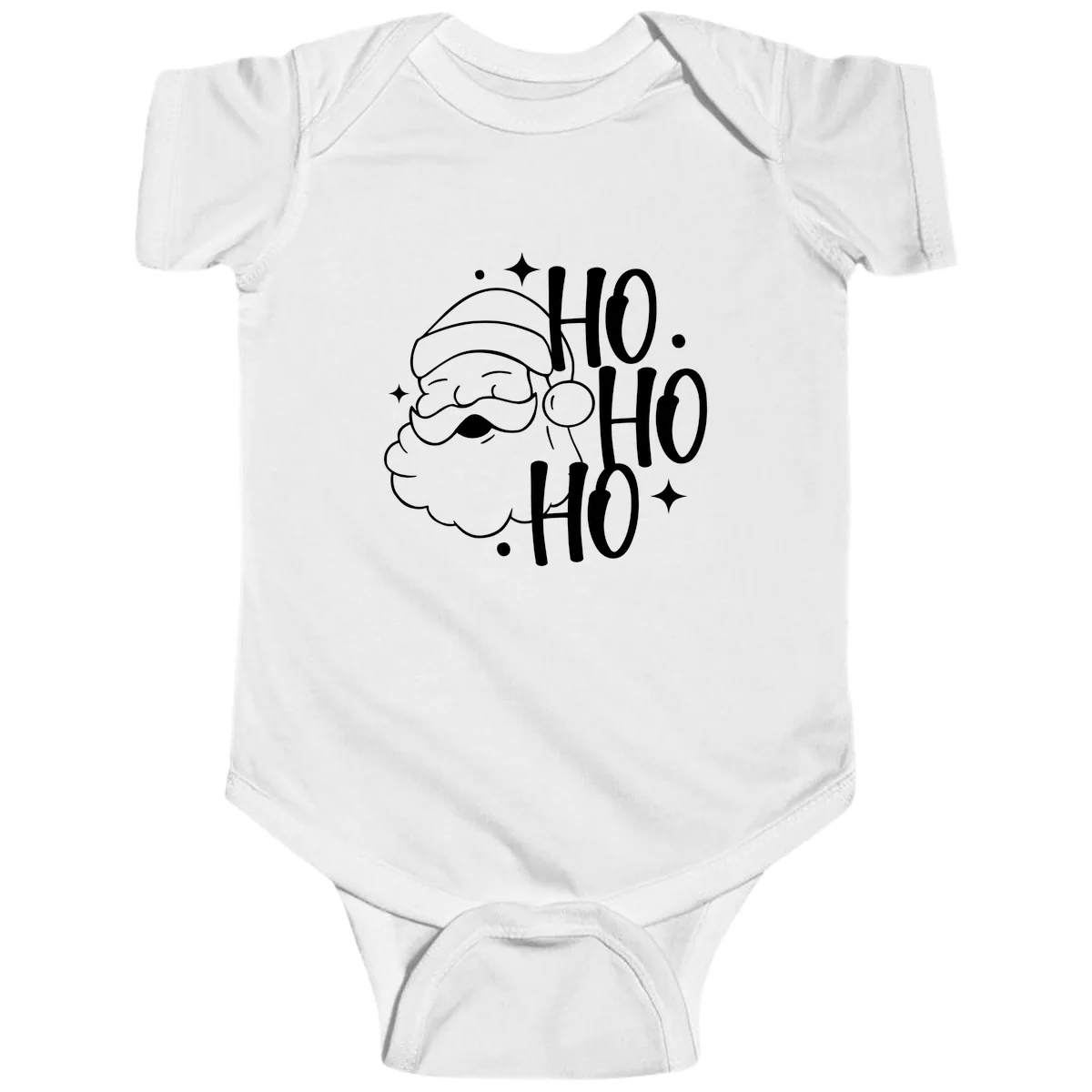 Santa Claus Ho Ho Ho Merry Christmas Baby Onesie in White