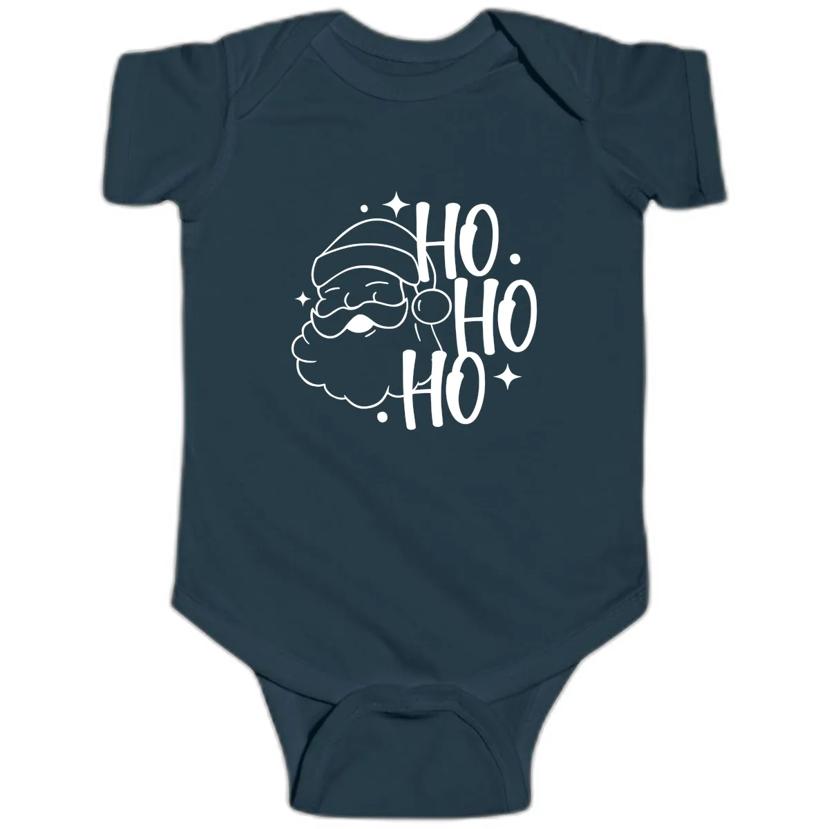 Santa Claus Ho Ho Ho Merry Christmas Baby Onesie in Navy