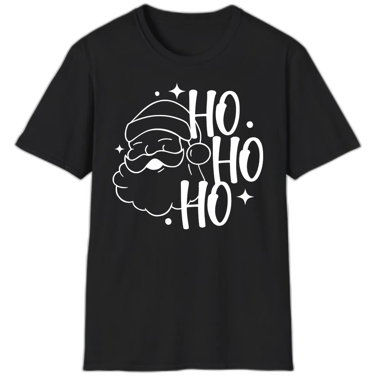 Santa Claus Ho Ho Ho Merry Christmas T-Shirt in Black