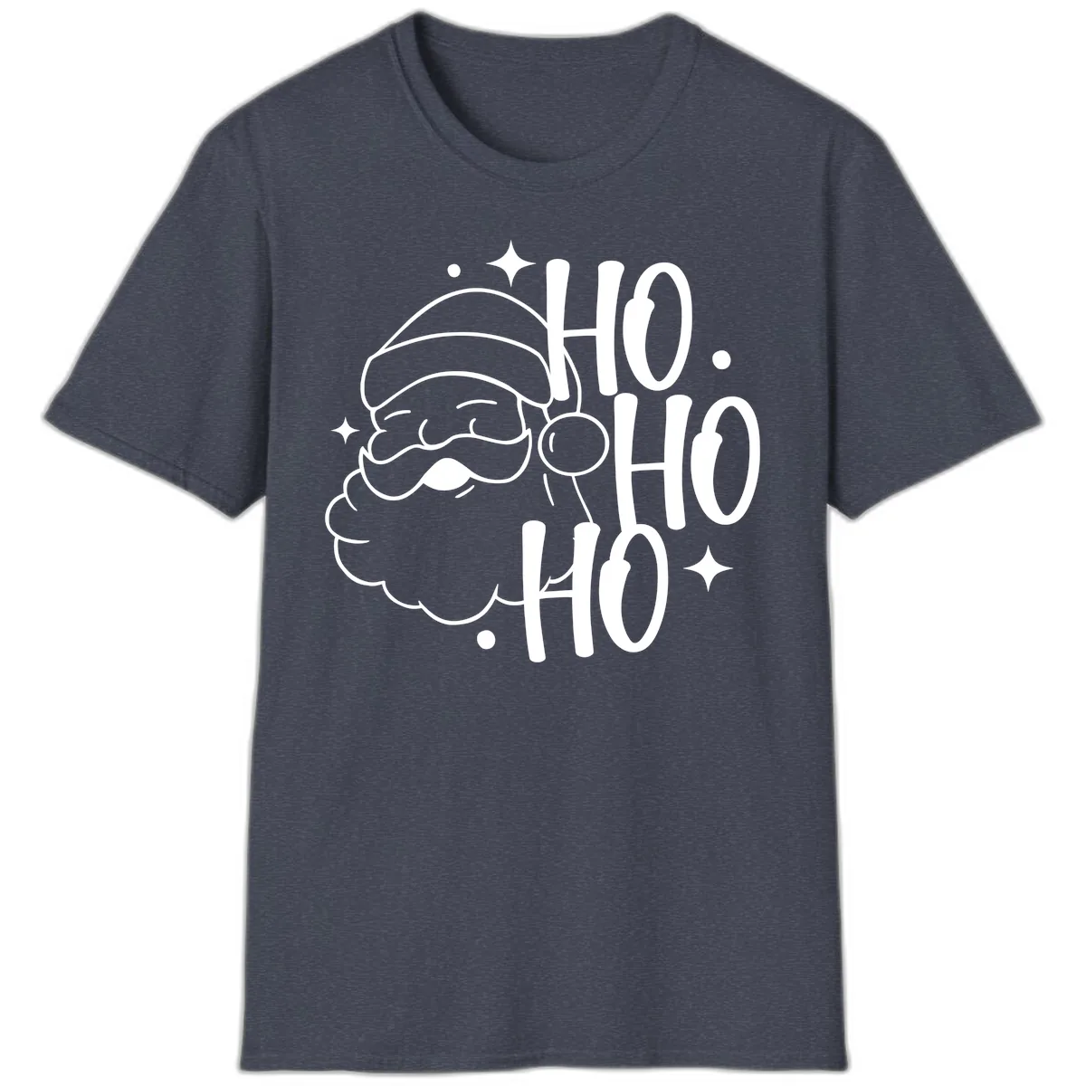 Santa Claus Ho Ho Ho Merry Christmas T-Shirt in Heather Navy