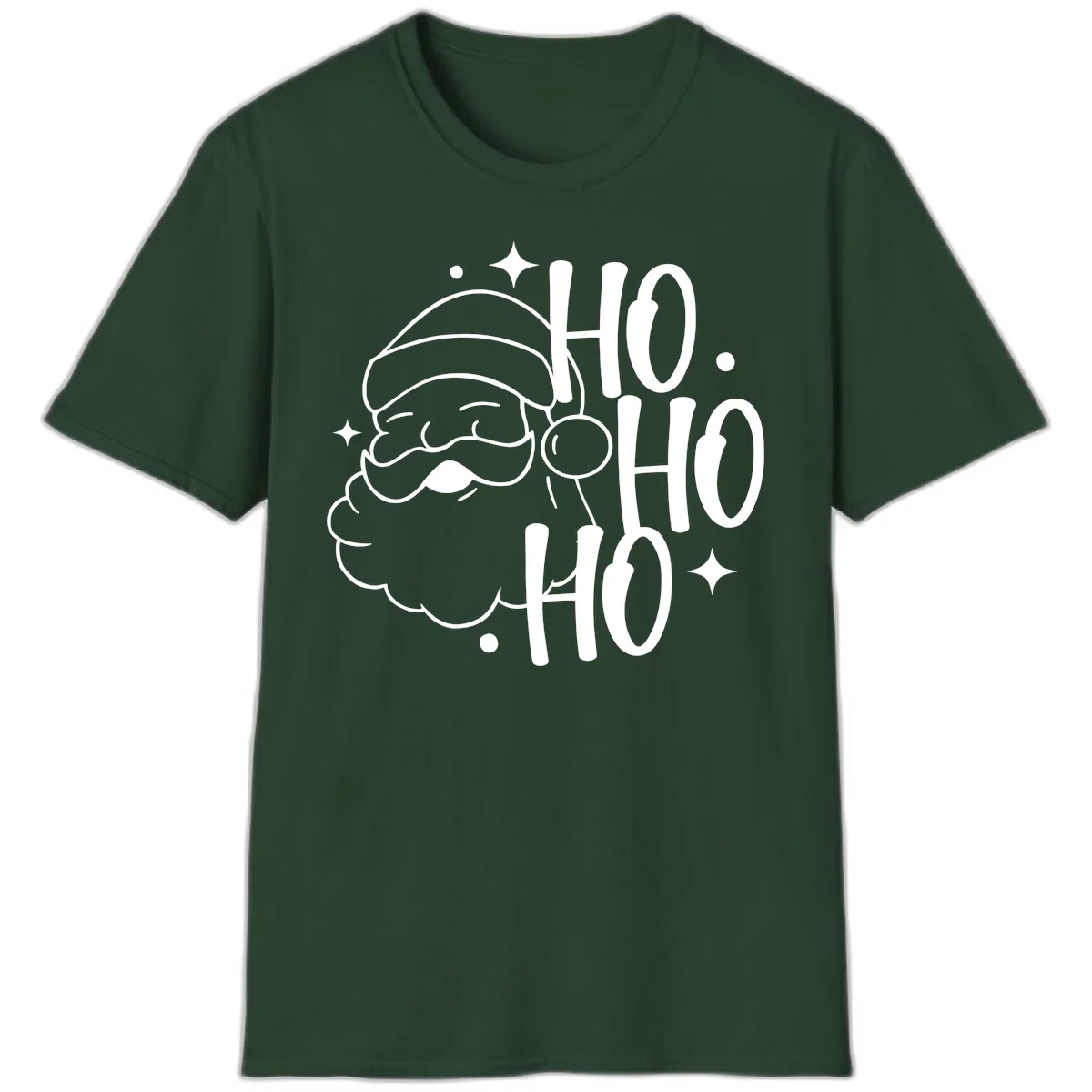 Santa Claus Ho Ho Ho Merry Christmas T-Shirt in Forest Green
