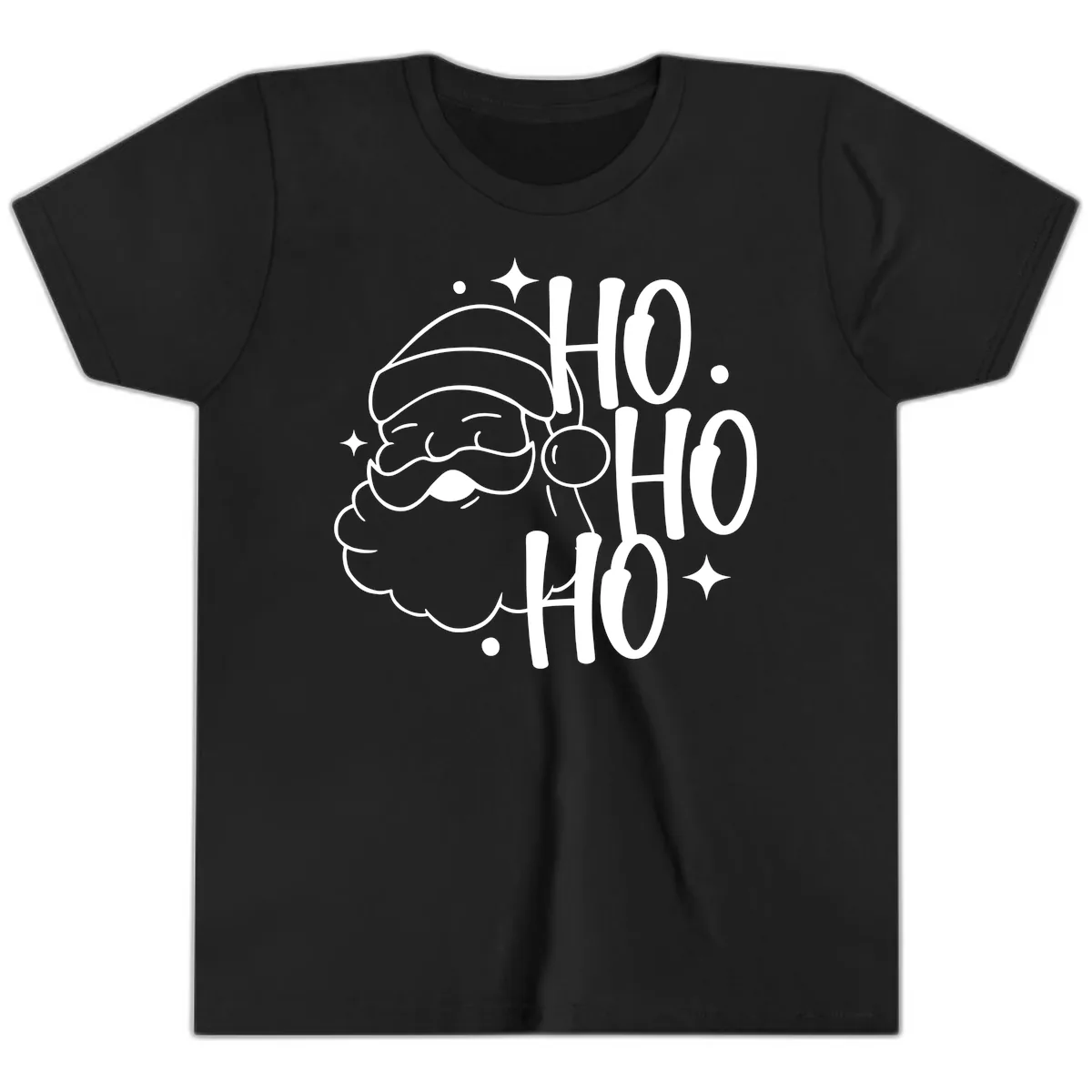 Santa Claus Ho Ho Ho Merry Christmas Youth T-Shirt in Black