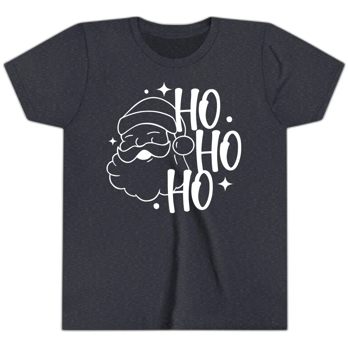 Santa Claus Ho Ho Ho Merry Christmas Youth T-Shirt in Heather Navy