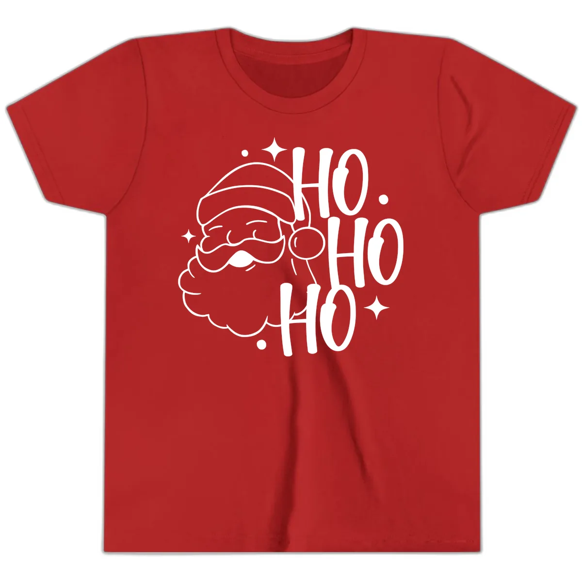 Santa Claus Ho Ho Ho Merry Christmas Youth T-Shirt in Red