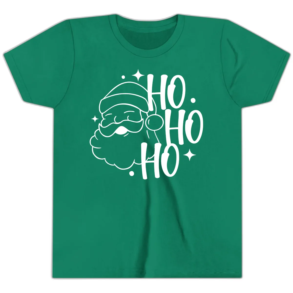 Santa Claus Ho Ho Ho Merry Christmas Youth T-Shirt in Kelly
