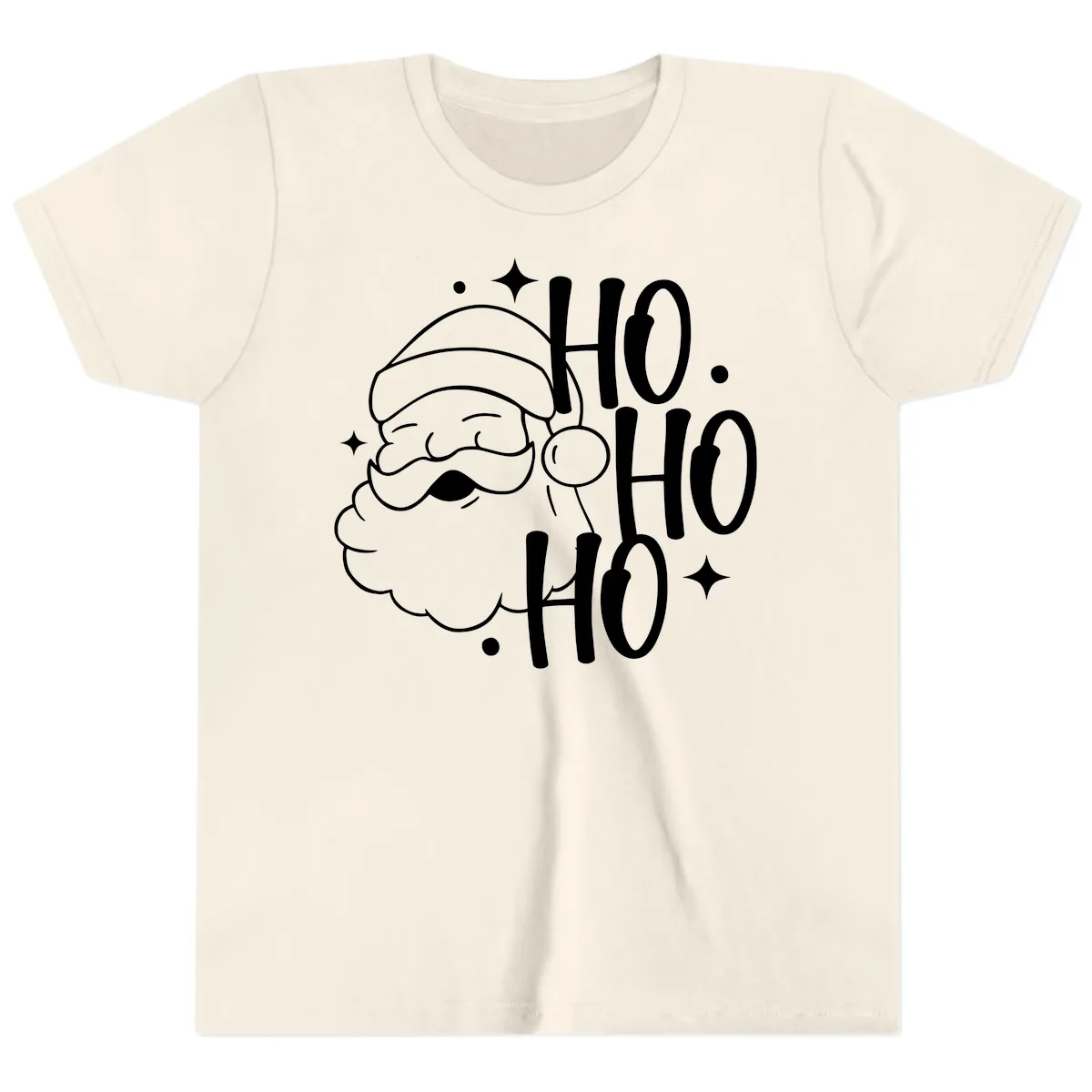 Santa Claus Ho Ho Ho Merry Christmas Youth T-Shirt in Natural