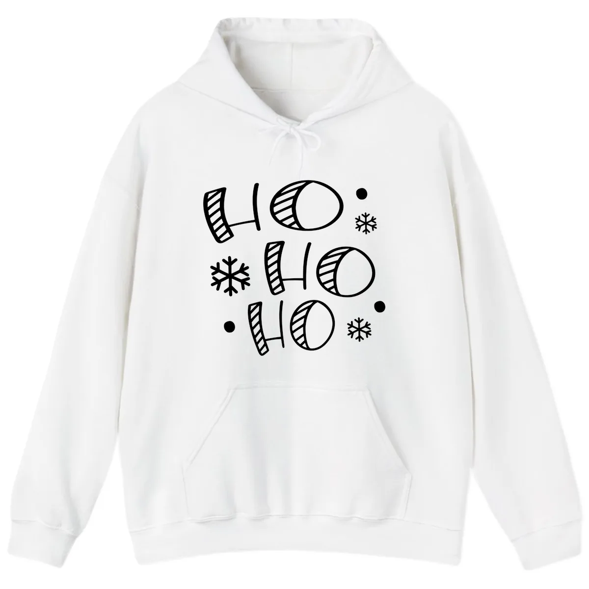 Ho Ho Ho Snowflake Pattern Hoodie in White