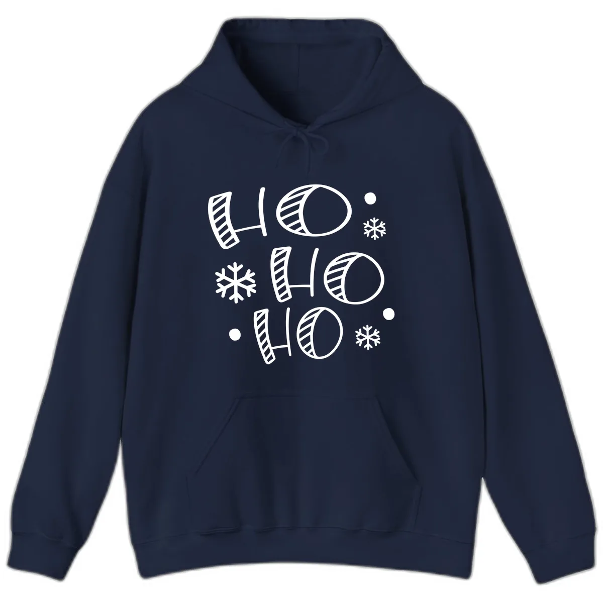 Ho Ho Ho Snowflake Pattern Hoodie in Navy