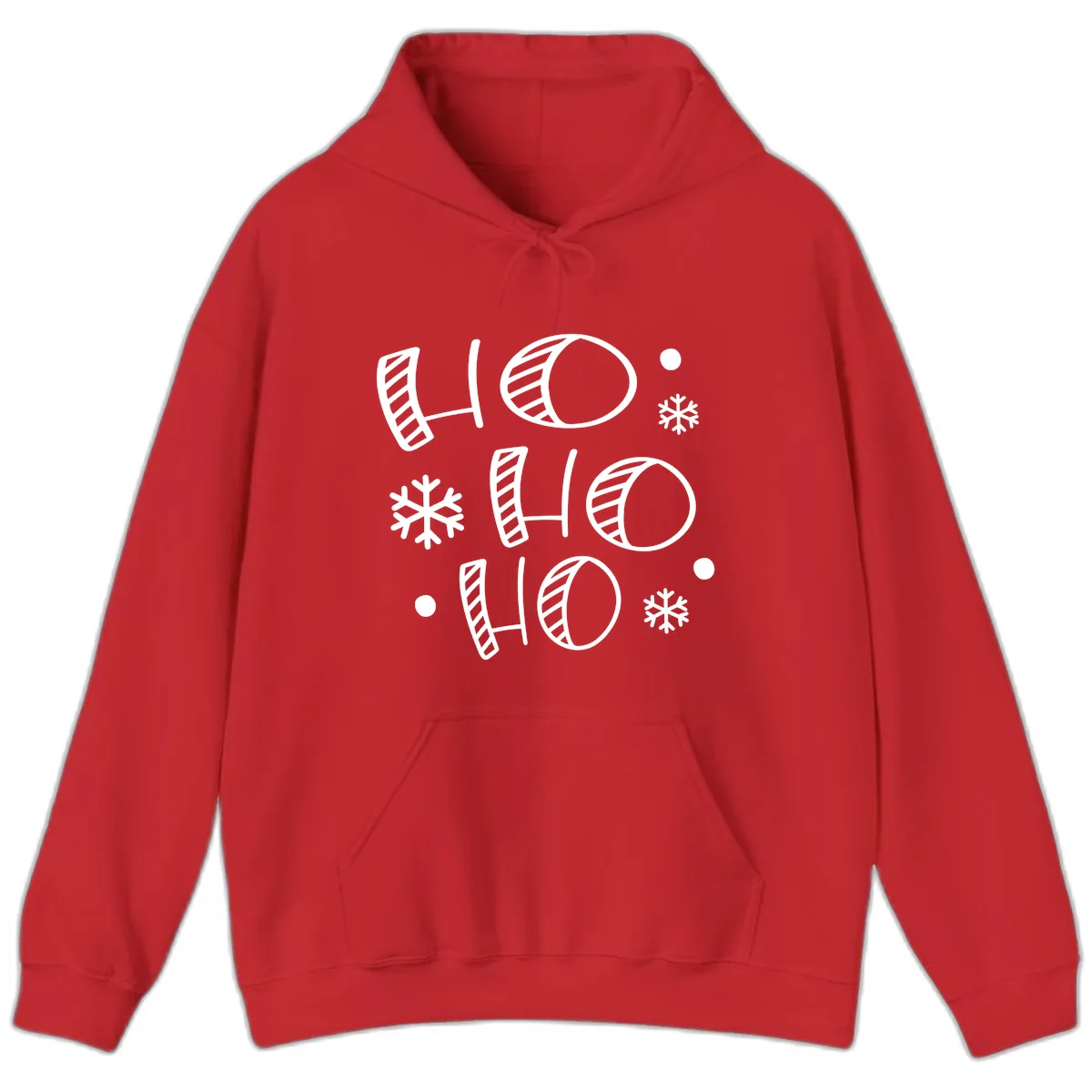 Ho Ho Ho Snowflake Pattern Hoodie in Red