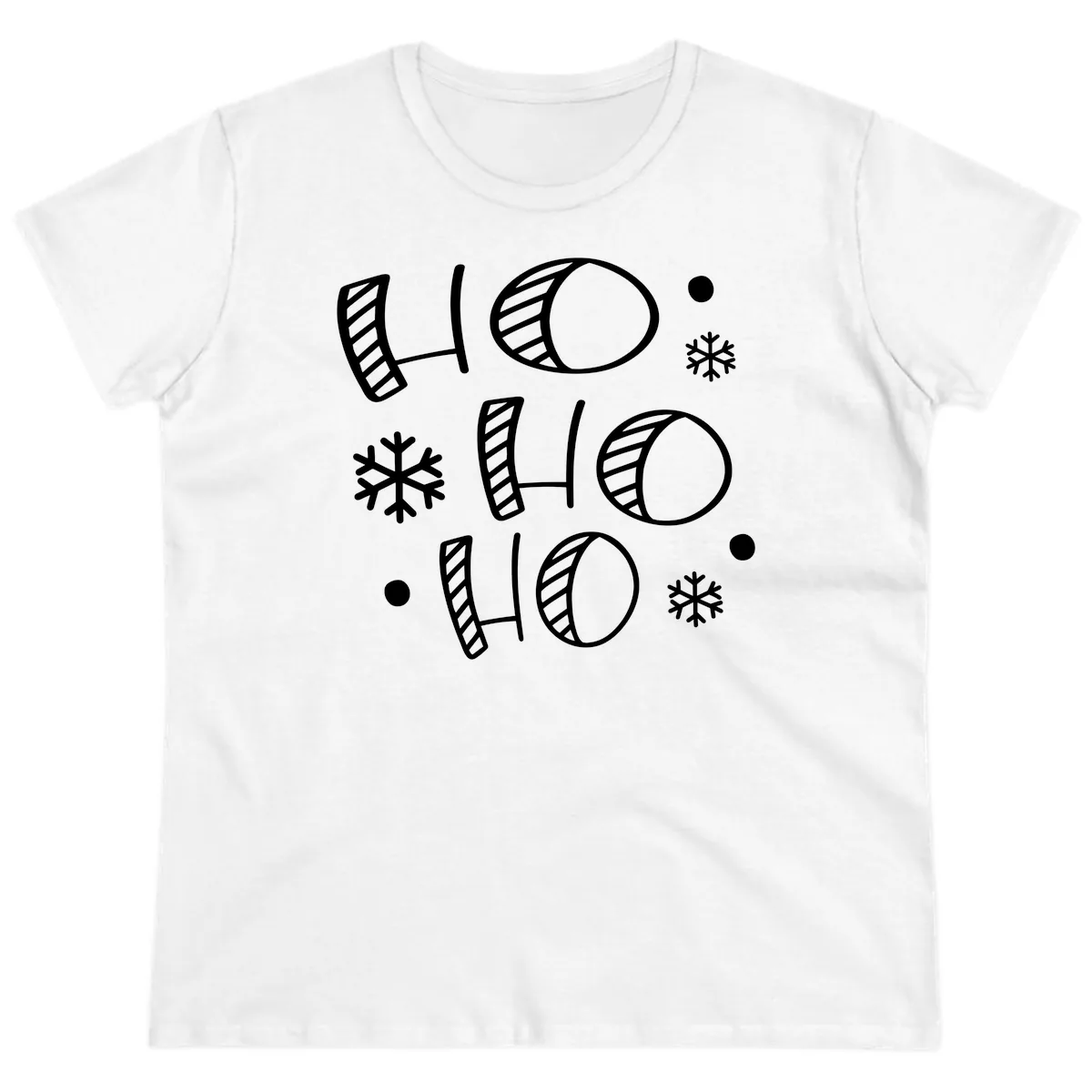 Ho Ho Ho Snowflake Pattern Ladies Tee in White