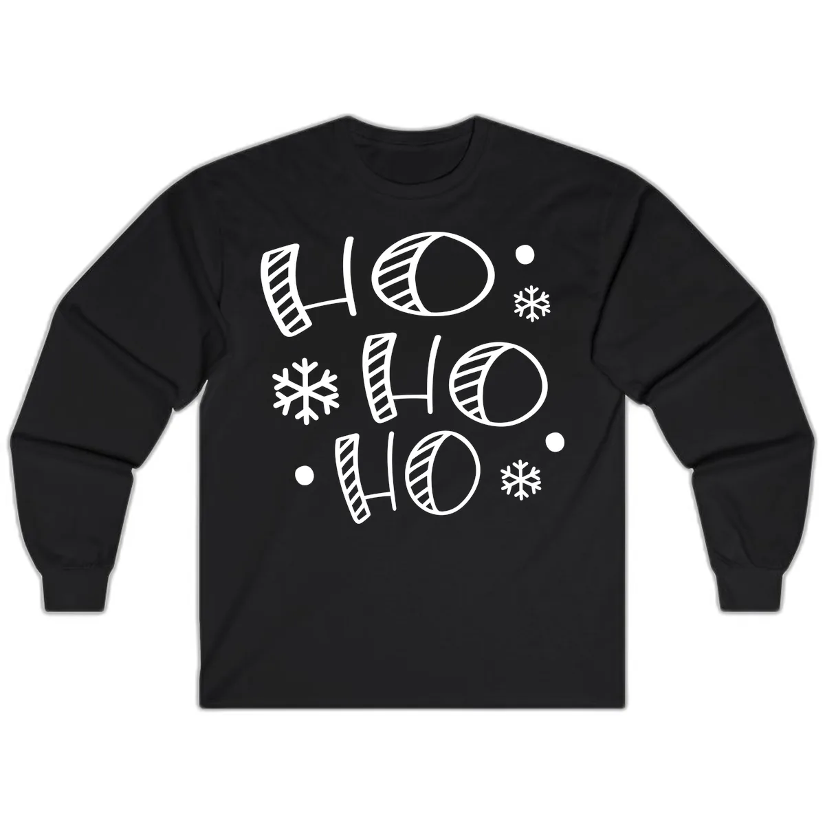 Ho Ho Ho Snowflake Pattern Long Sleeve in Black