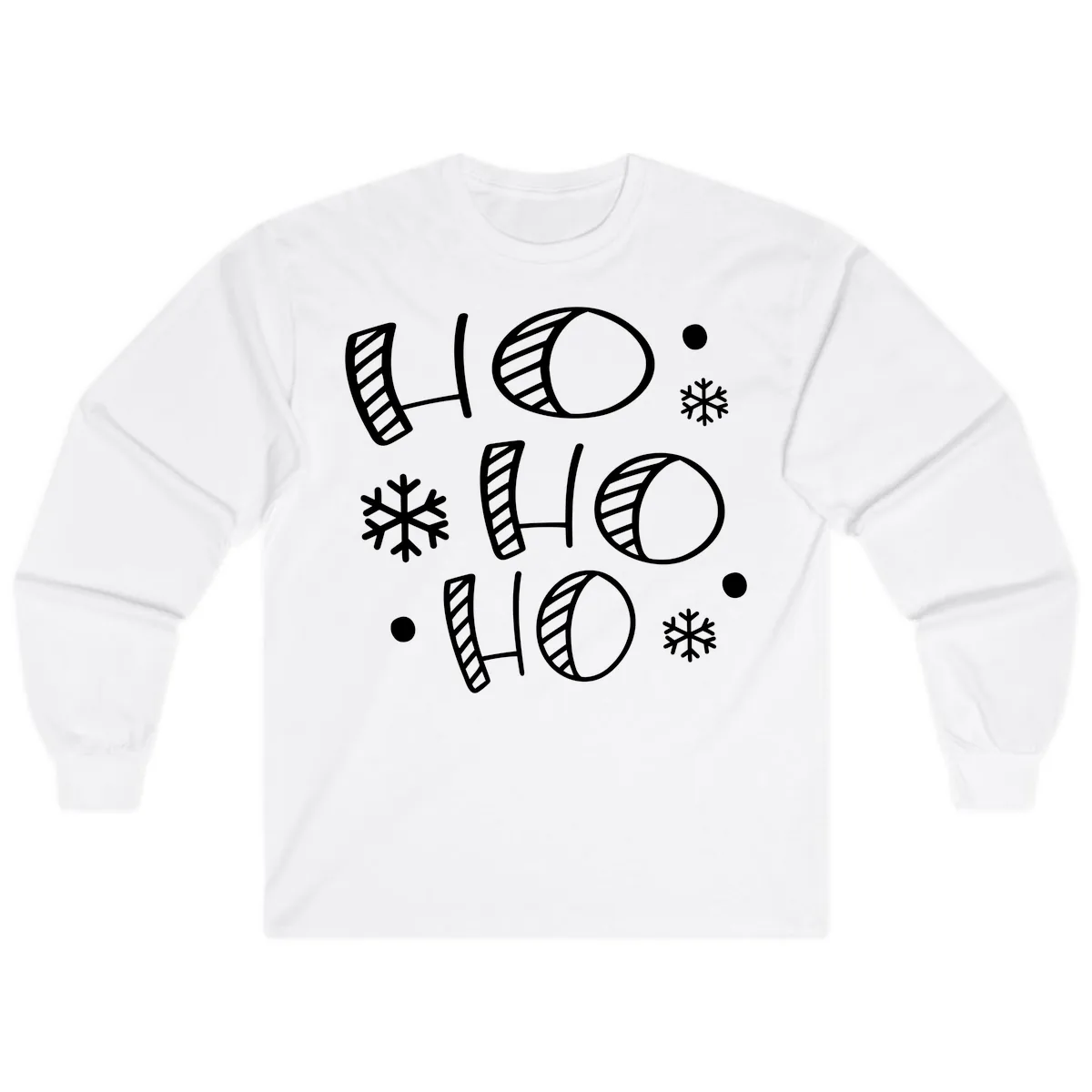 Ho Ho Ho Snowflake Pattern Long Sleeve in White