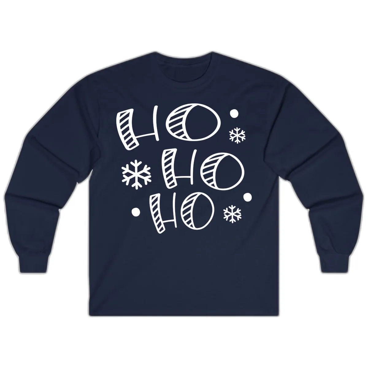 Ho Ho Ho Snowflake Pattern Long Sleeve in Navy