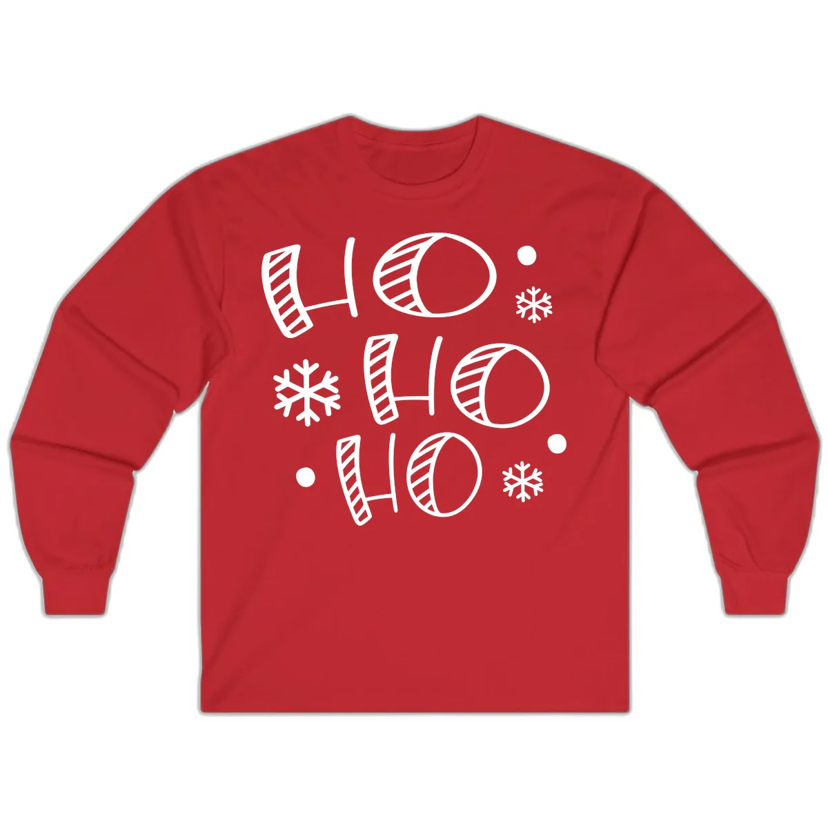 Ho Ho Ho Snowflake Pattern Long Sleeve in Red