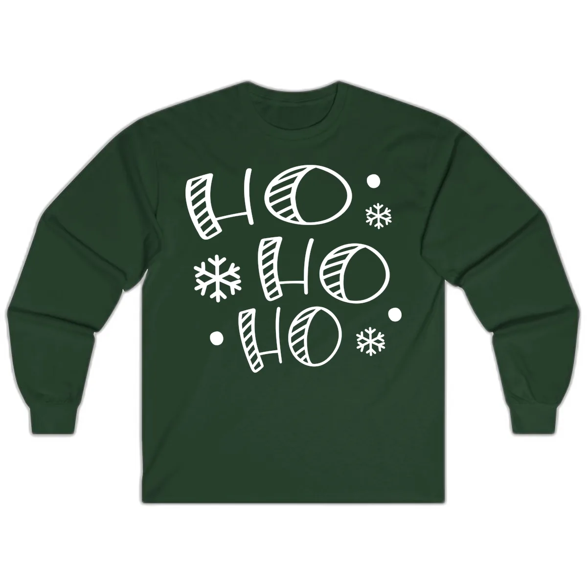 Ho Ho Ho Snowflake Pattern Long Sleeve in Forest Green
