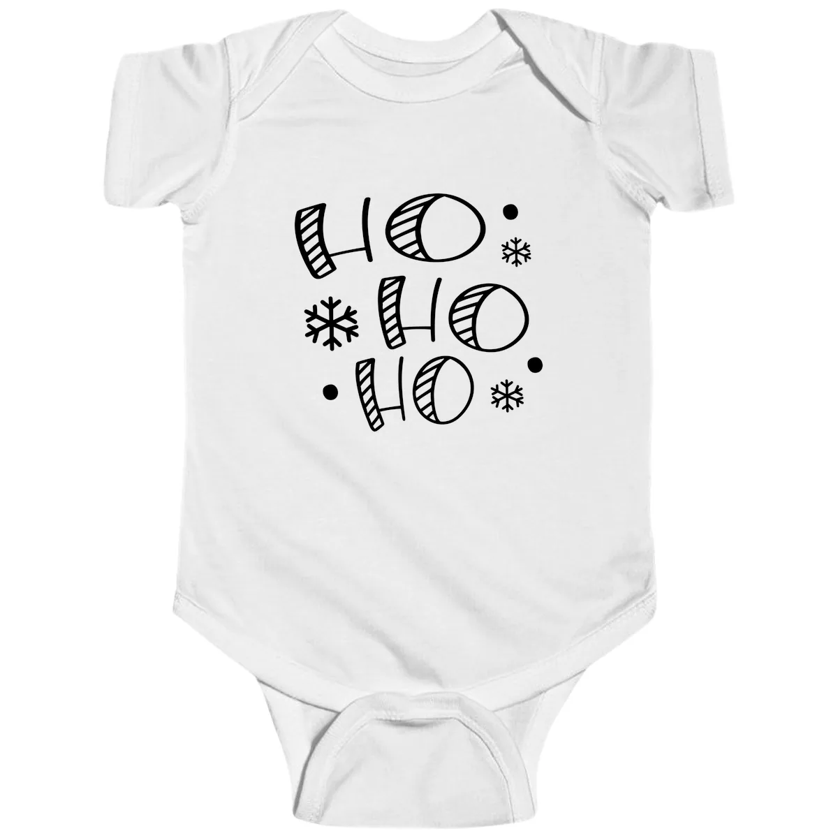 Ho Ho Ho Snowflake Pattern Baby Onesie in White