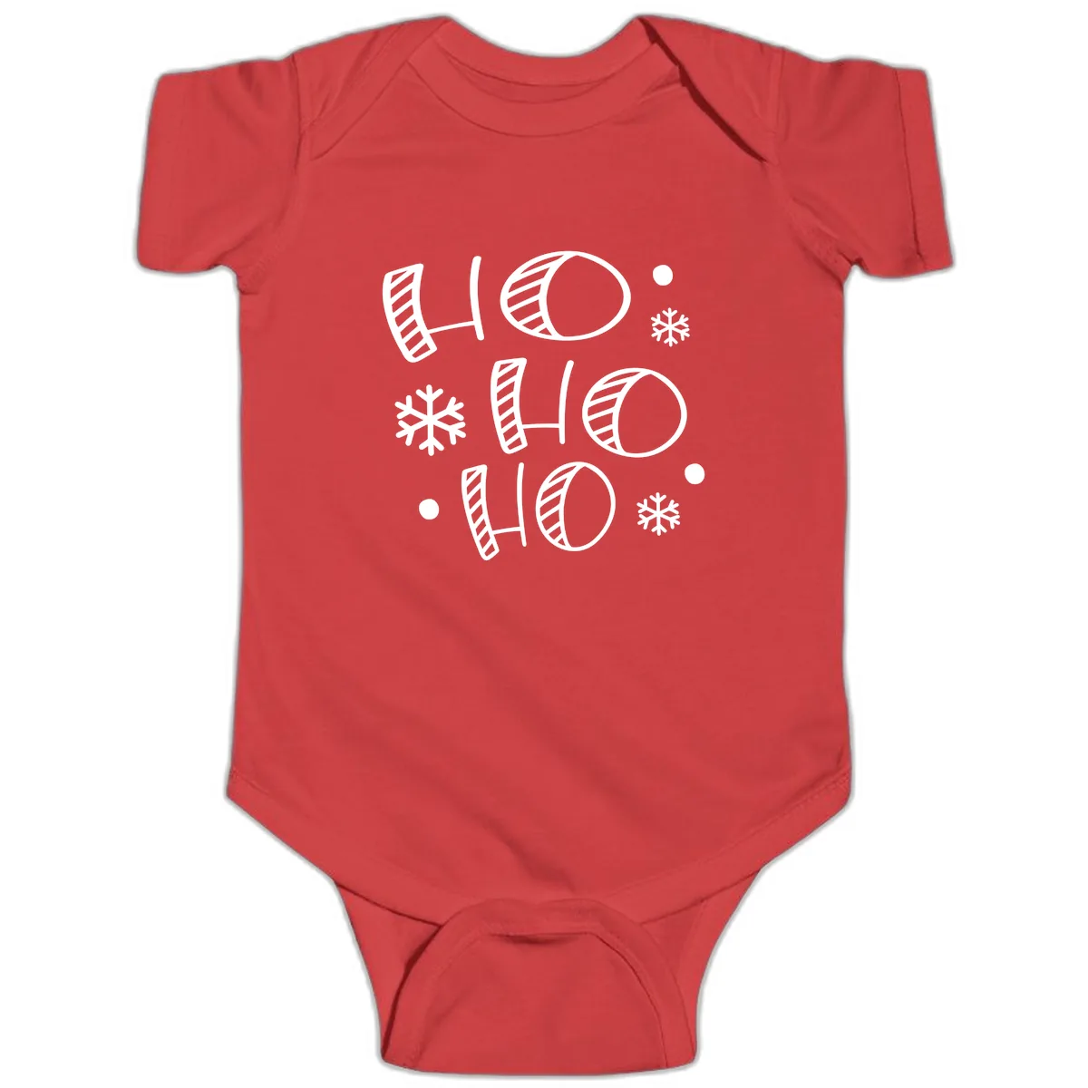 Ho Ho Ho Snowflake Pattern Baby Onesie in Red