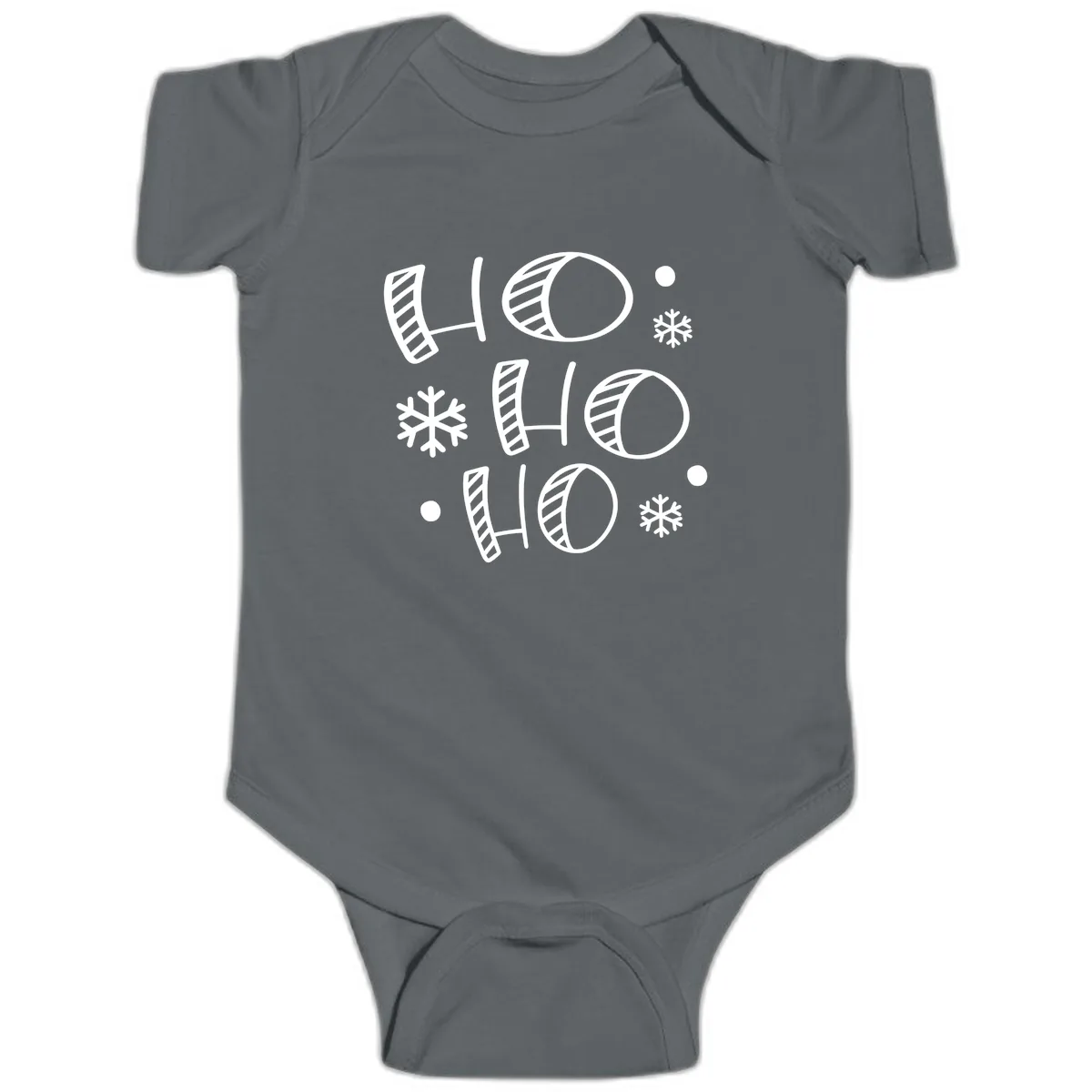Ho Ho Ho Snowflake Pattern Baby Onesie in Charcoal