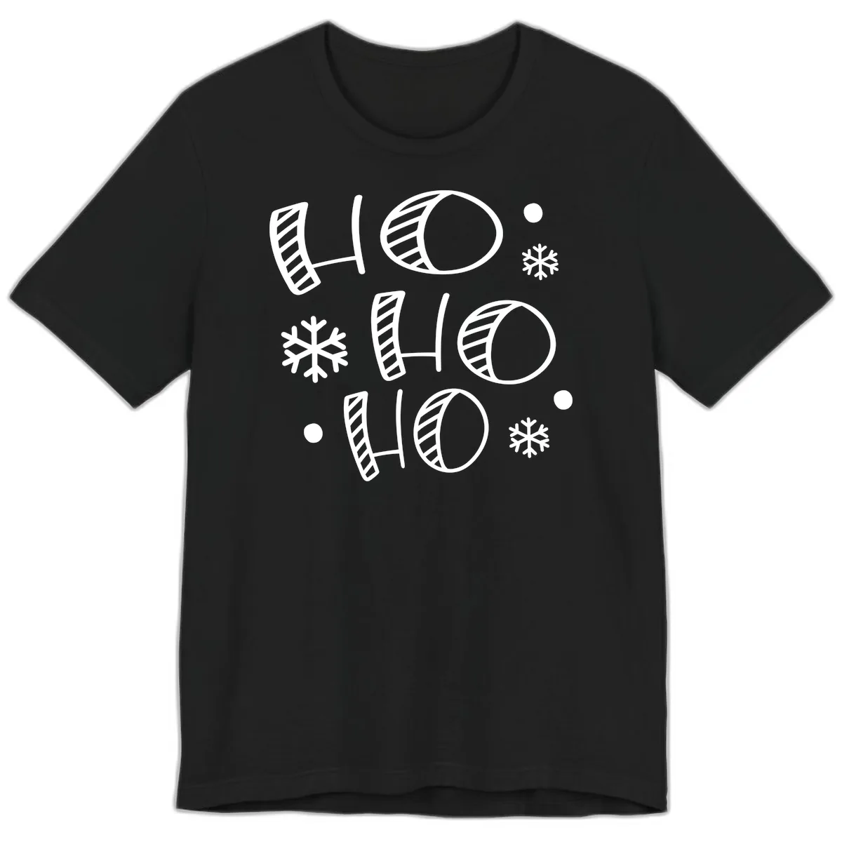 Ho Ho Ho Snowflake Pattern Premium T-Shirt in Black