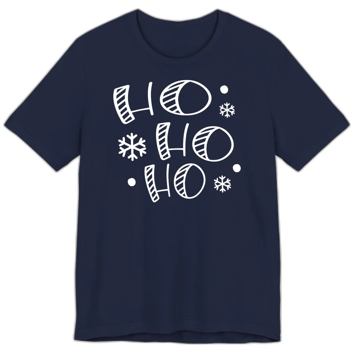 Ho Ho Ho Snowflake Pattern Premium T-Shirt in Navy