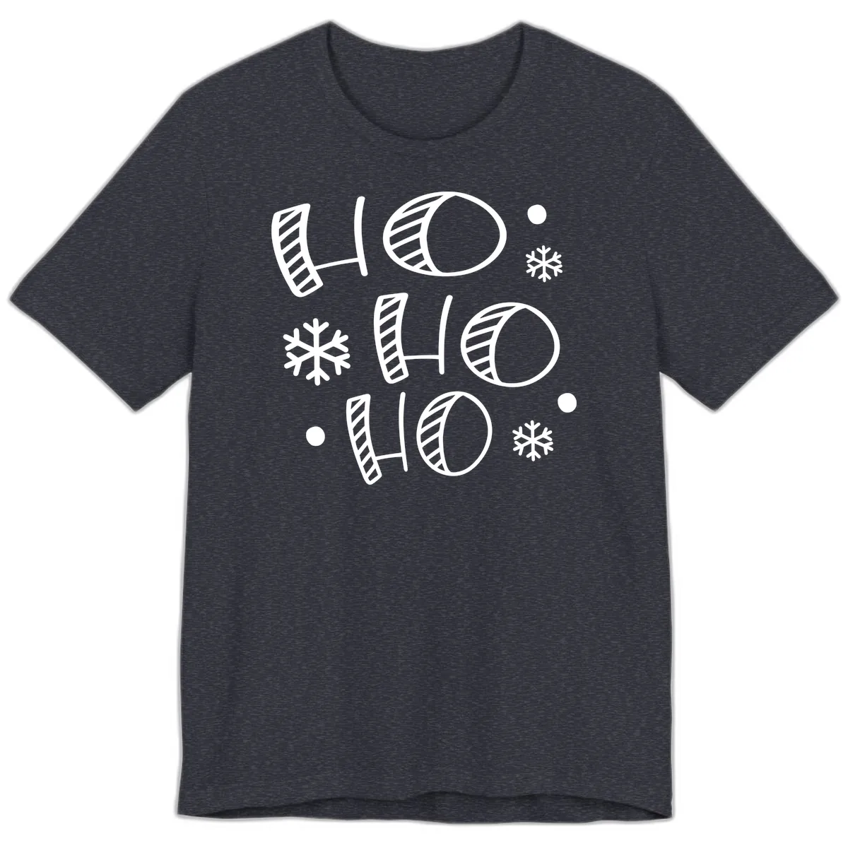Ho Ho Ho Snowflake Pattern Premium T-Shirt in Heather Navy